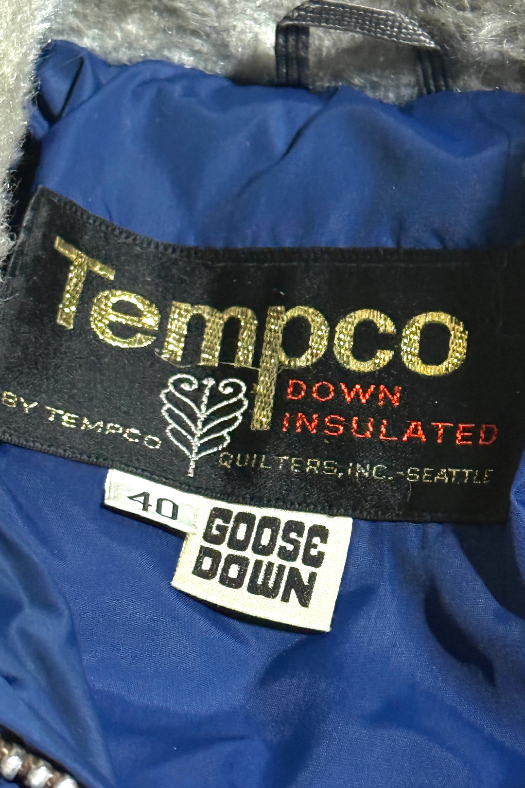 1960’S TEMPCO MADE IN USA SHERPA COLLAE QUILTED GOOSE DOWN PARKA MEDIUM