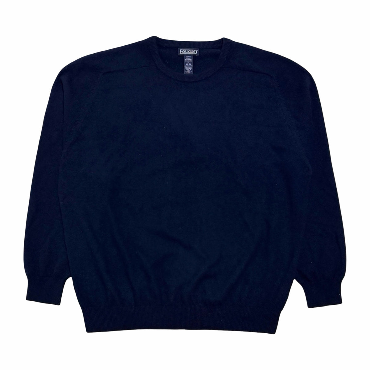 1990's Lands End navy cashmere cropped crewneck sweater x-large