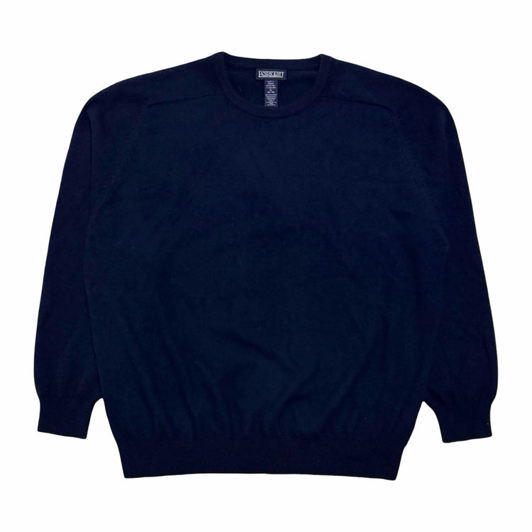 1990's Lands End navy cashmere cropped crewneck sweater x-large
