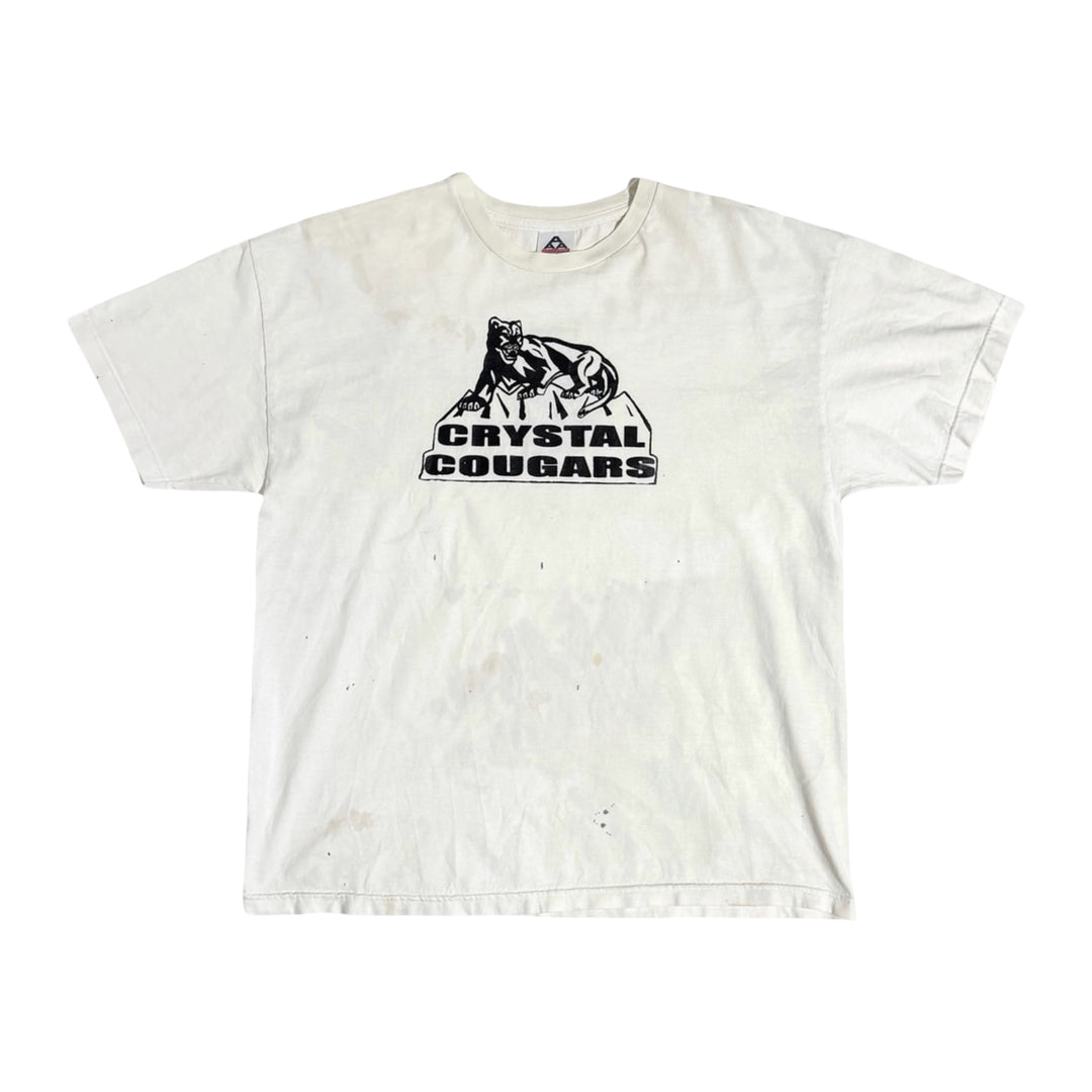 1990’S CRYSTAL COUGARS THRASHED &amp; FADED WHITE S/S T-SHIRT XXL
