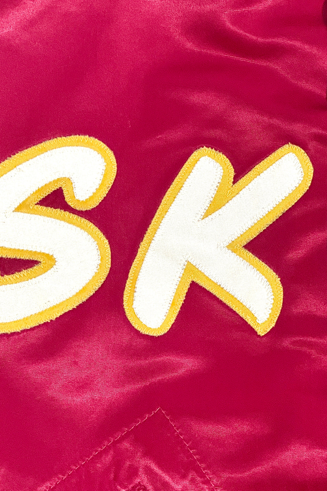 1980’S SKOAL RACING UNION MADE IN USA CROPPED SATIN APPLIQUÉ LETTERING BASEBALL JACKET LARGE