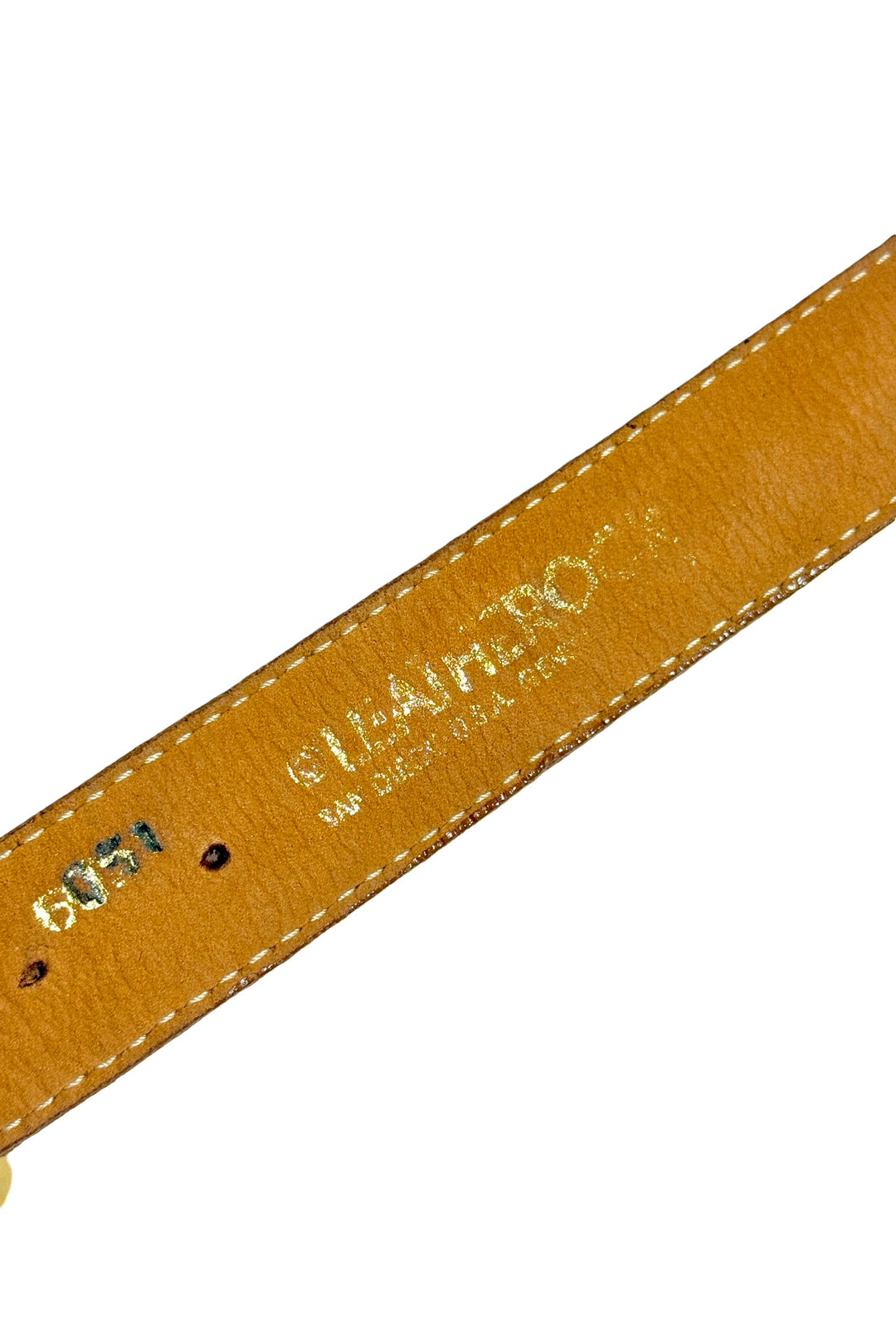 1970’S LEATHEROCK SAN DIEGO MADE IN USA LEOPARD PRINT PONY HAIR JEWELED LEATHER BELT 32