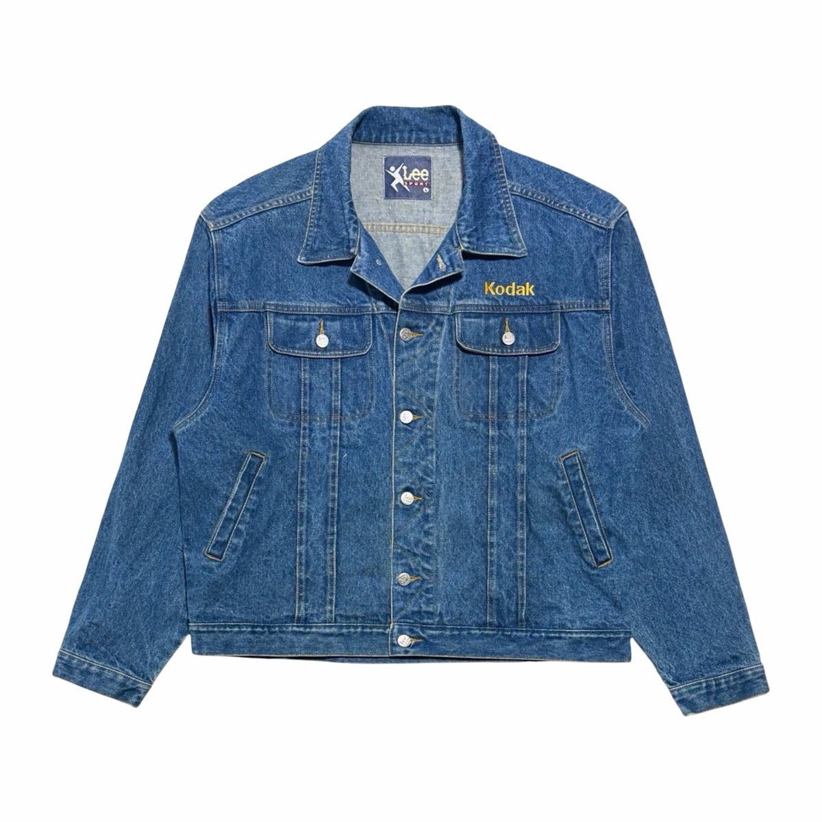 1980's Lee Sport Kodak embroidered denim cropped jacket large