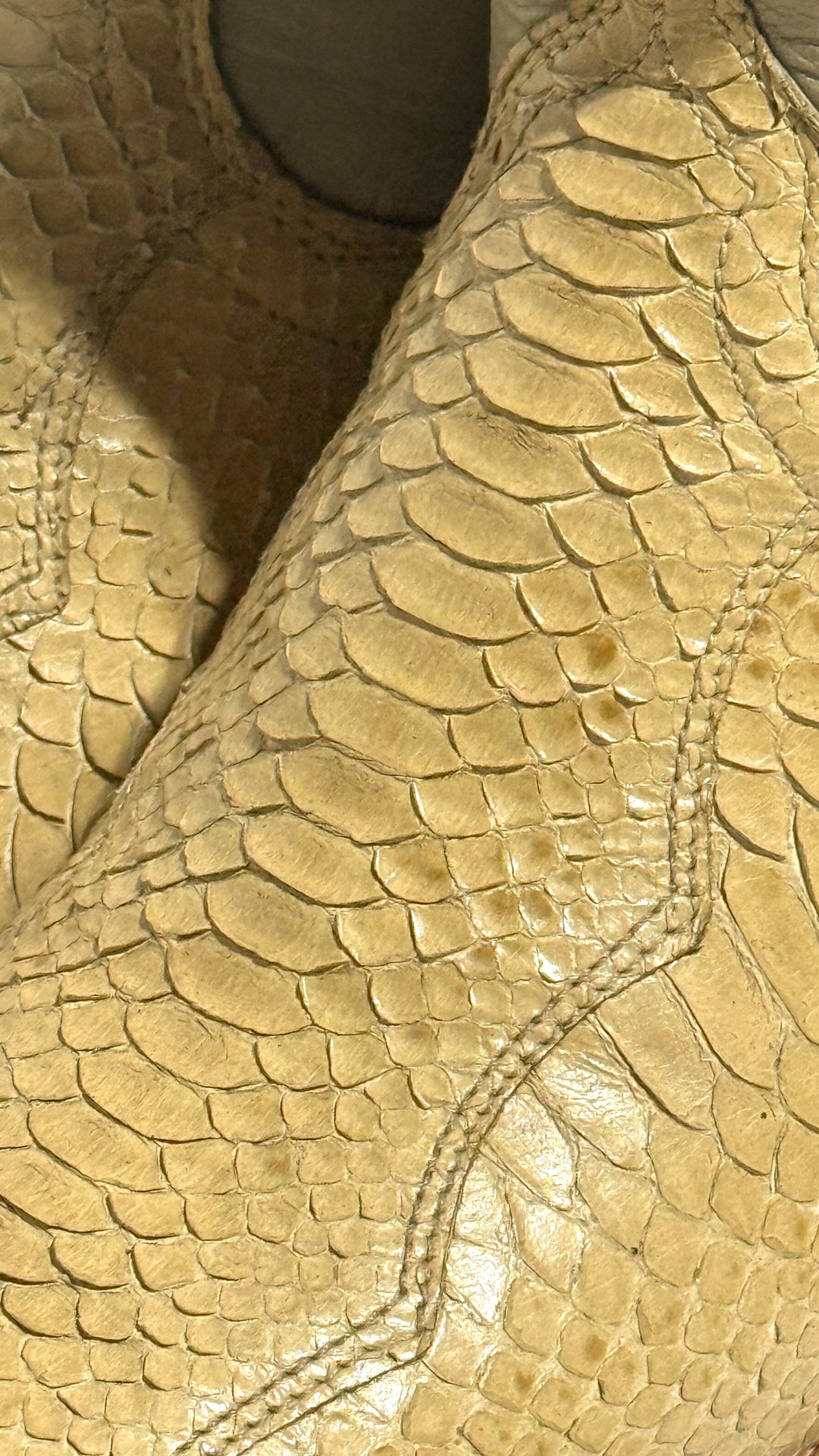 1980’S DAN POST MADE IN USA TAN PYTHON LEATHER SNAKESKIN COWBOY BOOTS 9.5