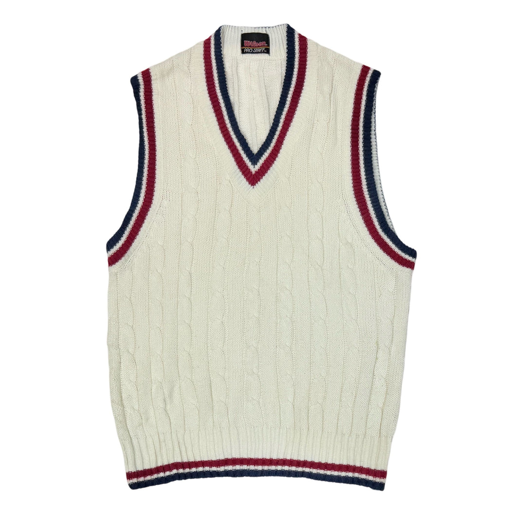 1980’S WILSON TENNIS MADE IN USA WOOL KNIT SWEATER VEST MEDIUM