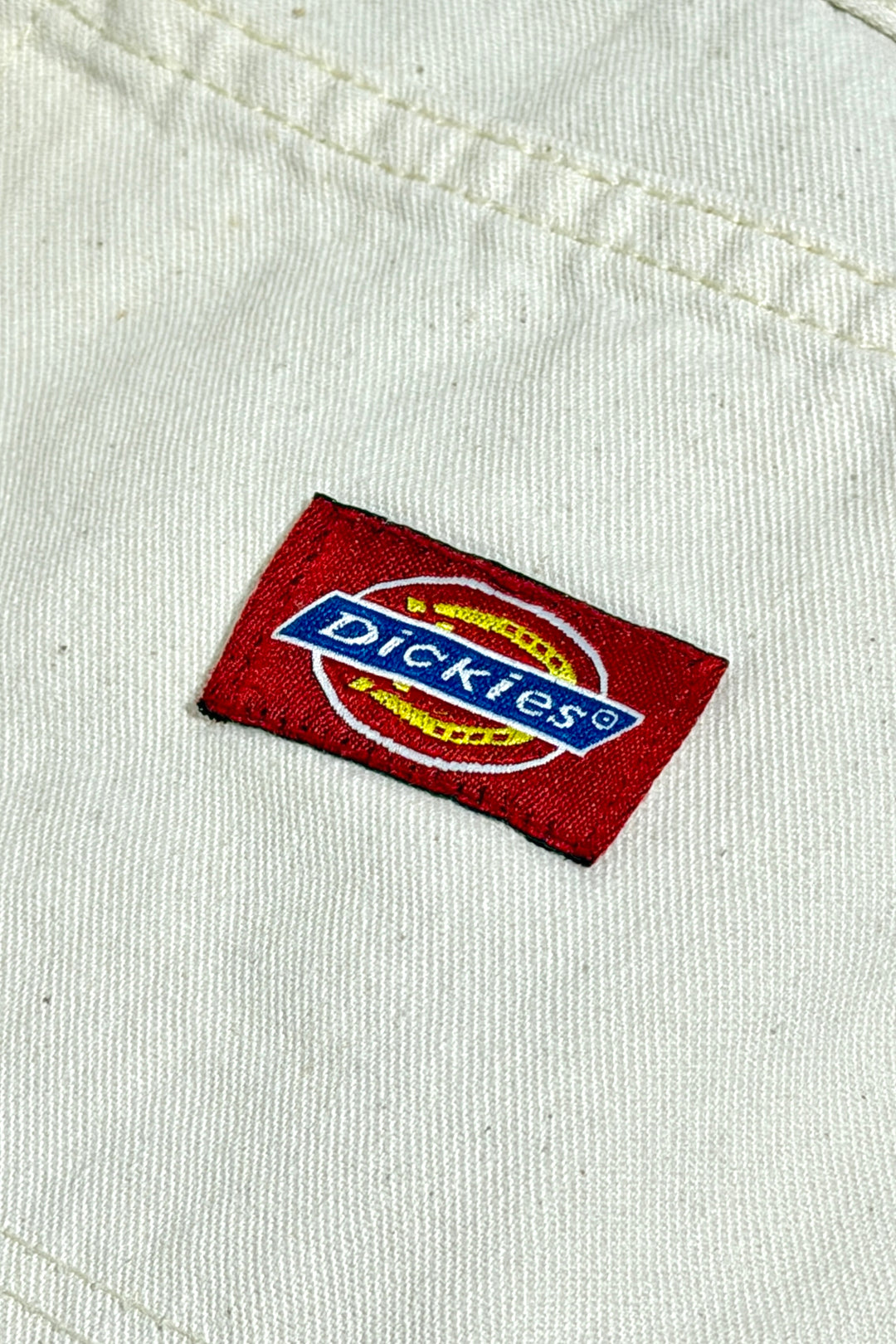 1980’S DICKIES MADE IN USA OFF WHITE DROP CLOTH PAINTER CARPENTER WORKWEAR PANTS 34 X 32