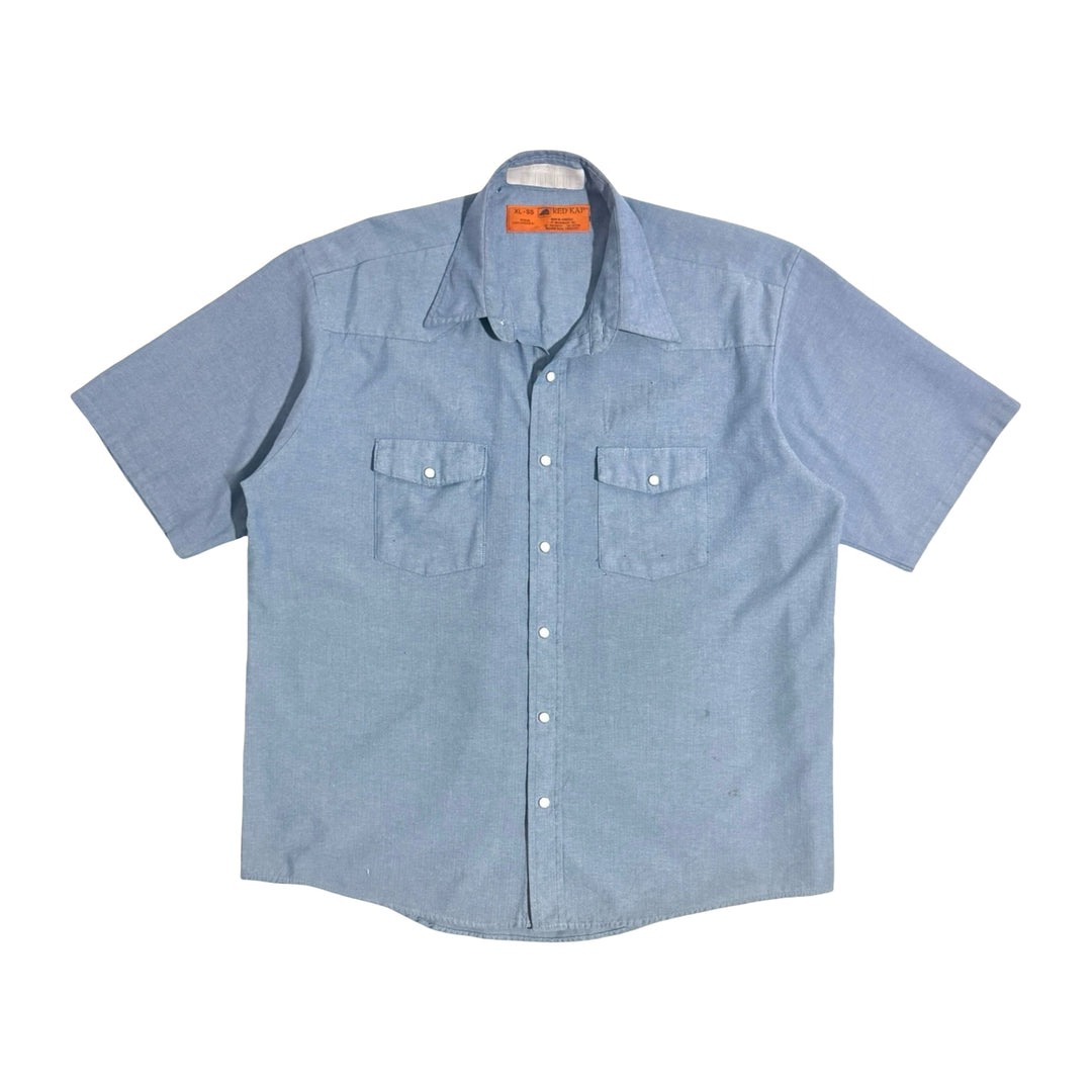 1990’S RED KAP WESTERN CHAMBRAY PEARL SNAP S/S SHIRT X-LARGE