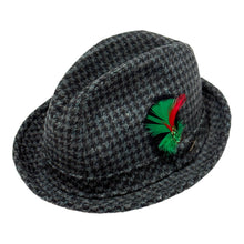 Load image into Gallery viewer, 1960’S STETSON MADE IN USA HOUNDSTOOTH WOOL FELT FEDORA HAT 7 1/8
