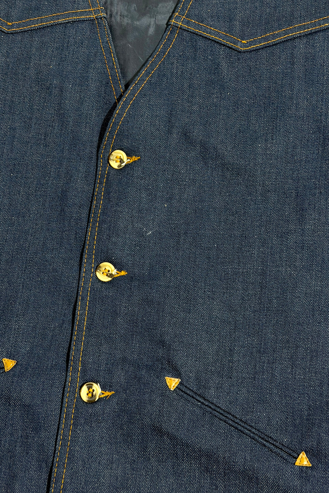 1970’S LEVI’S PANATELA MADE IN USA RAW DENIM WESTERN VEST LARGE