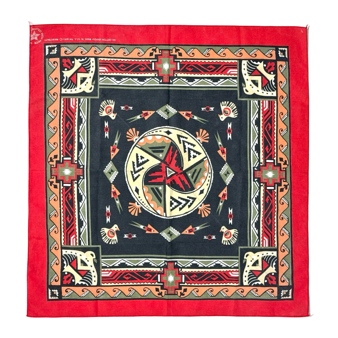 1970’S WAMCRAFT MADE IN THE USA SOUTHWESTERN PRINT COLORFAST SELVEDGE BANDANA