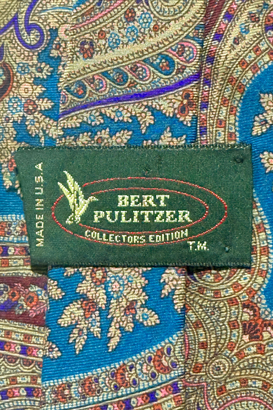 1980’S BERT PULITZER COLLECTORS EDITION MADE IN USA 100% ITALIAN SILK PAISLEY NECKTIE