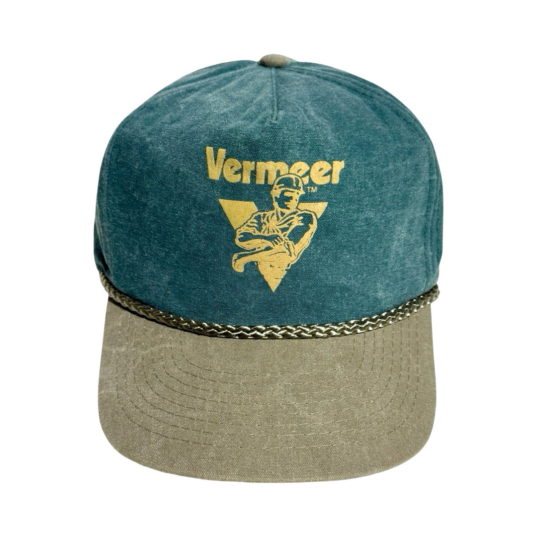 1990’S VERMEER INDUSTRIAL SUPPLY STONEWASH TWILL CONTRAST ROPE TRUCKER HAT