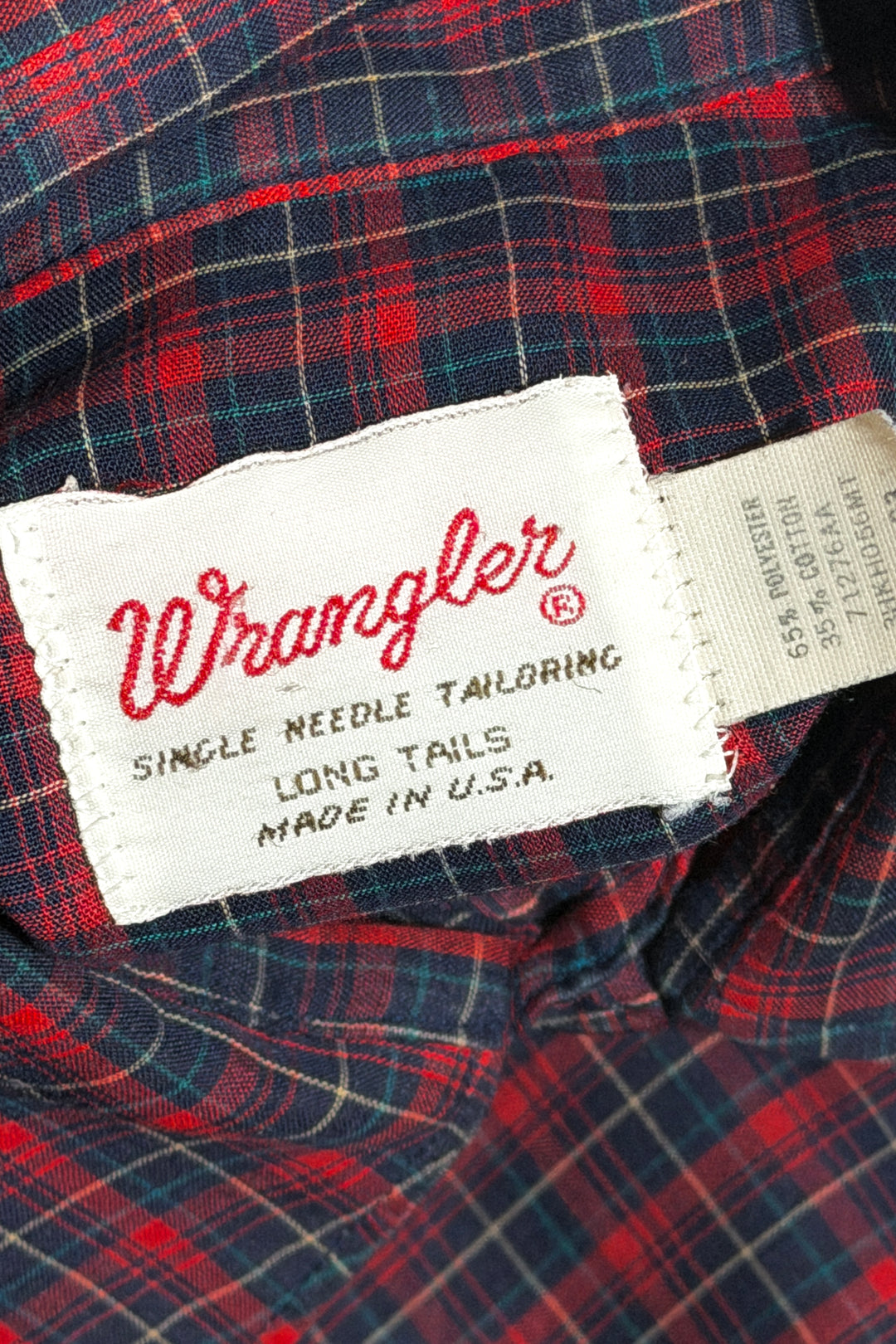 1970’S WRANGLER MADE IN USA FADED &amp; THRASHED PLAID WESTERN PEARL SNAP L/S B.D. SHIRT LARGE