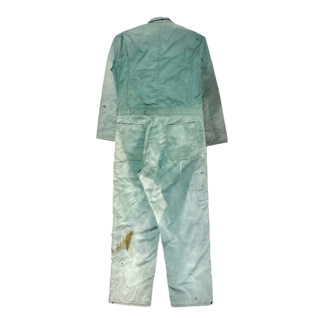 1970’S RED HAWK MADE IN USA THRASHED & SUN FADED TWILL WORKWEAR COVERALLS 40R