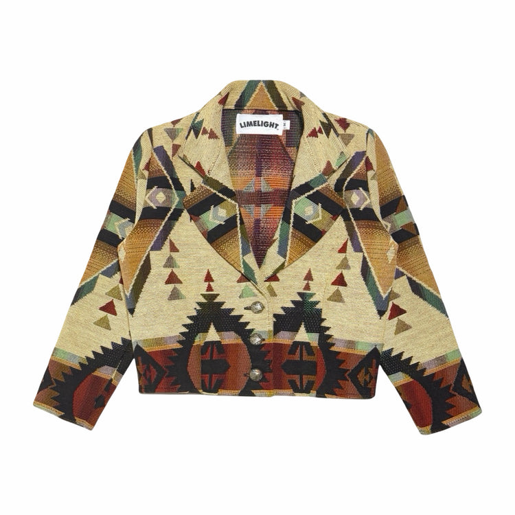 Limelight Southwestern tapestry cropped jacket front
