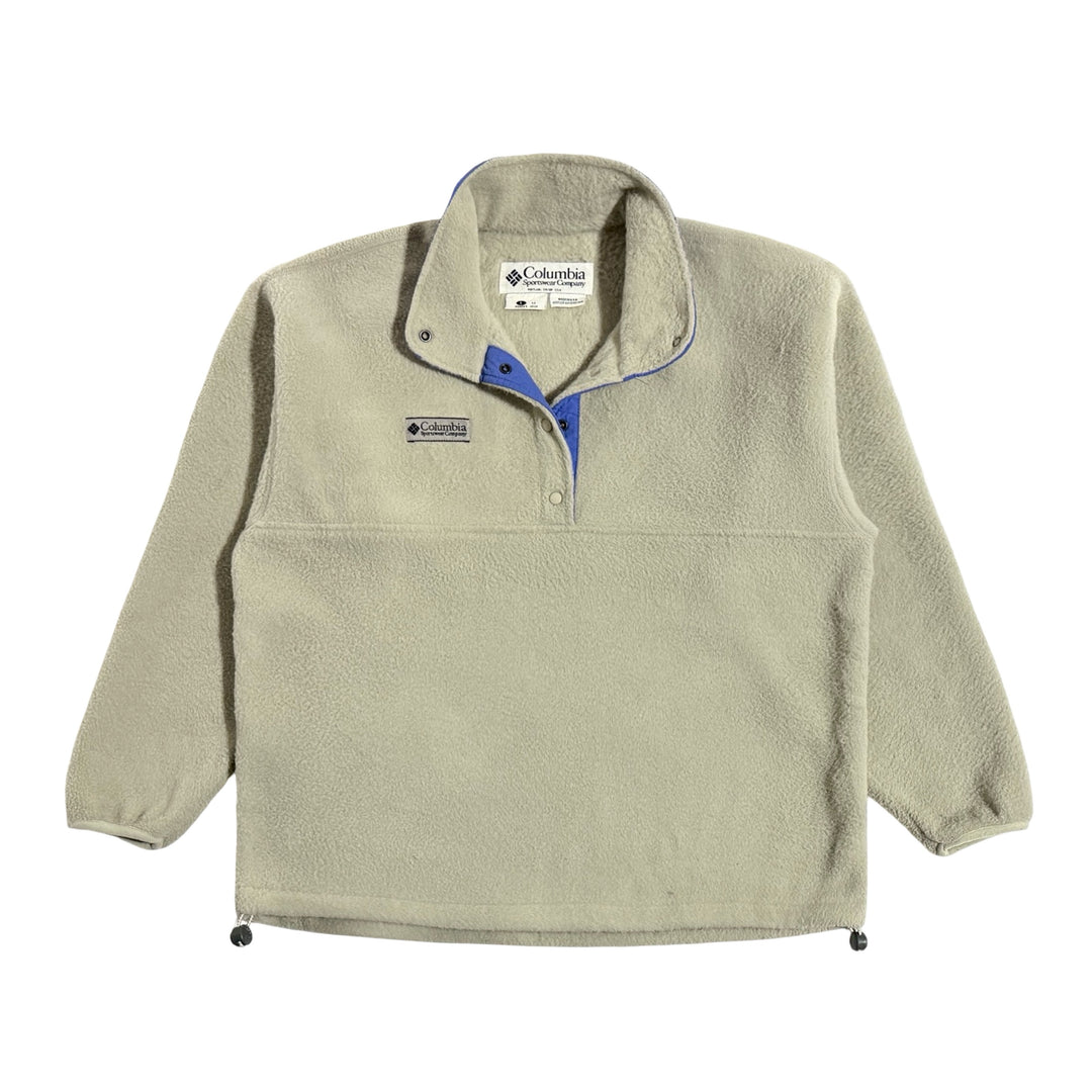 1990’S COLUMBIA MADE IN USA CROPPED BRUSHED SHERPA PILE FLEECE QUARTER B.D. PULL OVER SWEATER MEDIUM