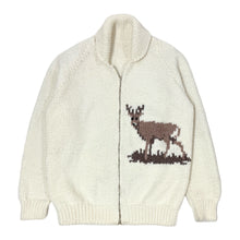 Load image into Gallery viewer, 1940’S ELK COWICHAN MADE IN CANADA CROPPED KNIT WOOL ZIP SWEATER JACKET X-LARGE
