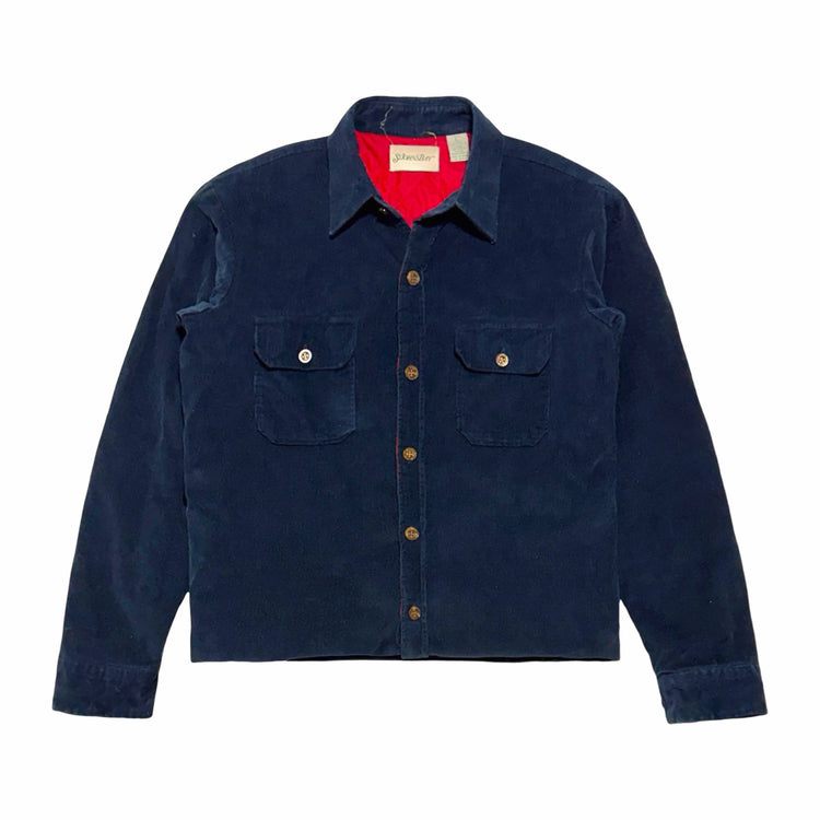 1980's St John's Bay navy corduroy red lined cropped shirt jacket large