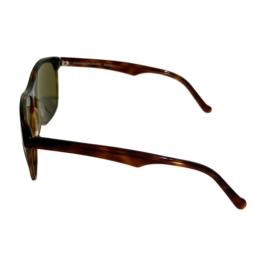1980’S SERENGETI DRIVERS BY CORNING OPTICS TORTOISE SHELL HAVANA LENSES WAYFARER SUNGLASSES