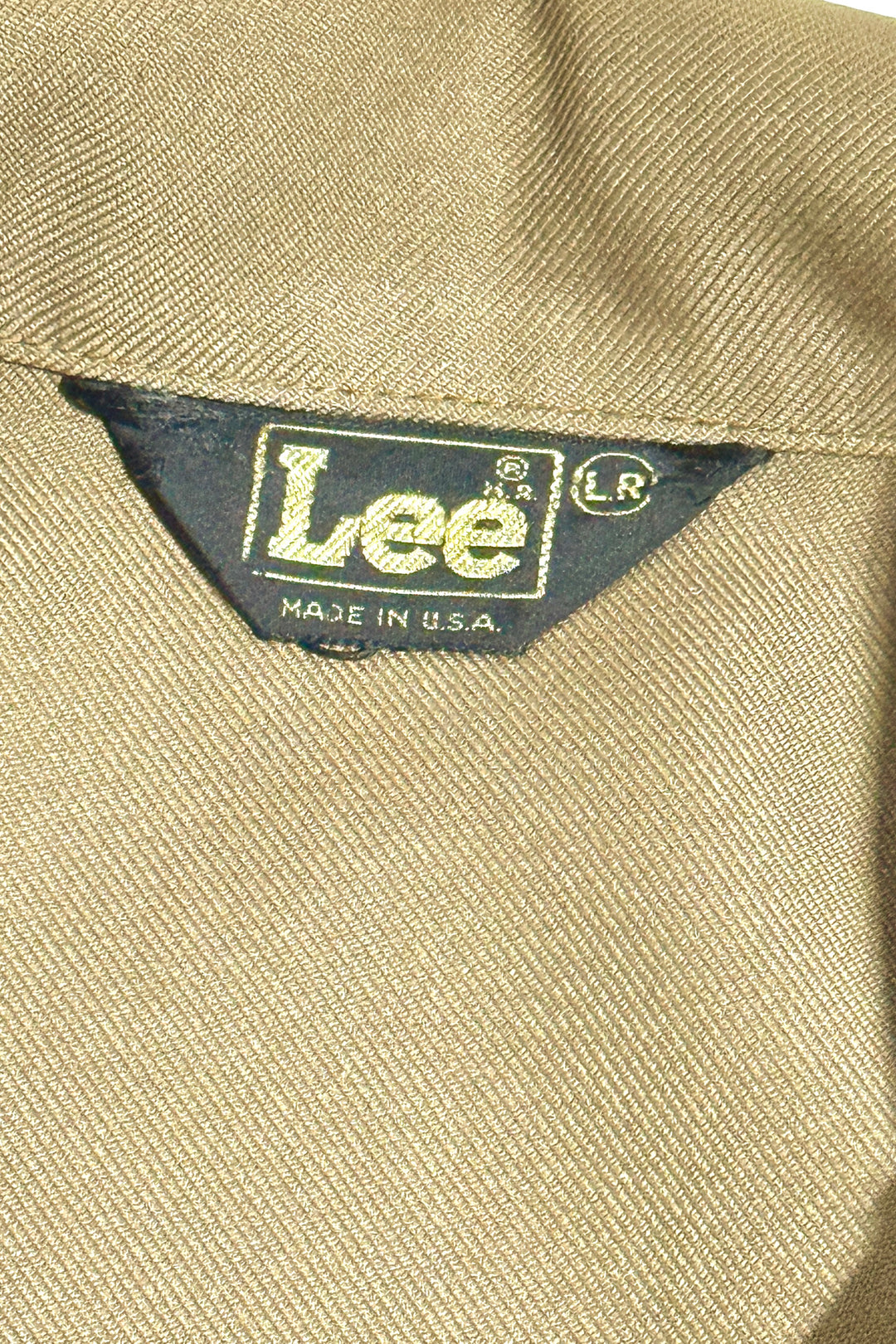 1970’S LEE MADE IN USA CROPPED KHAKI WESTERN PEARL SNAP TRUCKER JACKET X-LARGE