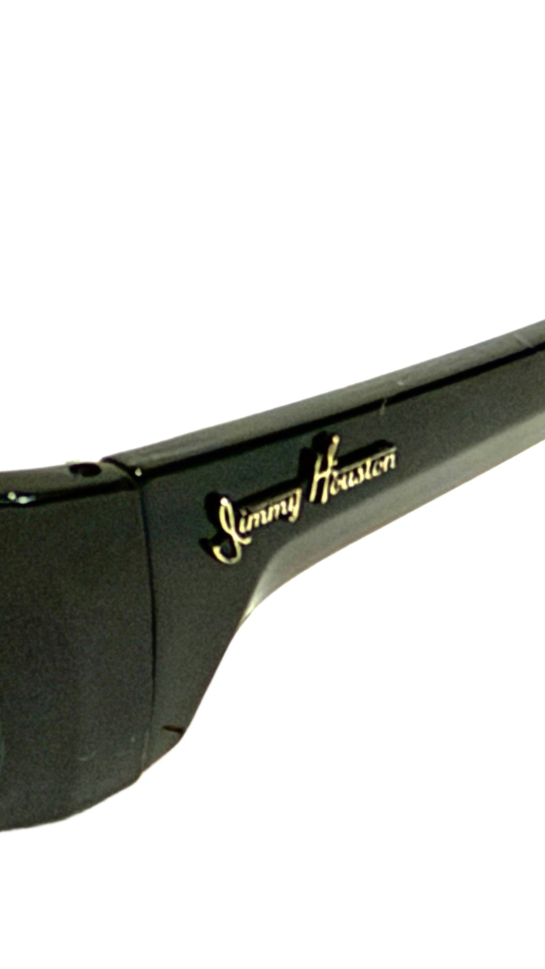 2000’S JIMMY HOUSTON BLACK ACETATE WRAPAROUND FRAME WITH BLACK LENSE SUNGLASSES