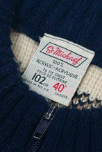 Cargar imagen en el visor de la galería, 1960’S ST. MICHAEL MADE IN ENGLAND CROPPED FAIR ISLE ZIP CARDIGAN SWEATER MEDIUM
