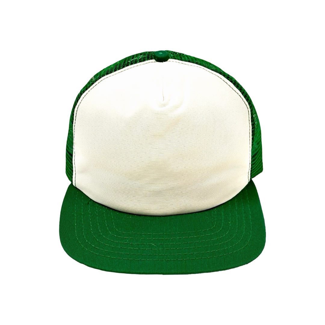 1970’S DEADSTOCK NEW ERA MADE IN USA FOAM &amp; MESH WHITE / GREEN TRUCKER HAT
