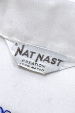 Cargar imagen en el visor de la galería, 1960’S NAT NAST MOBIL MADE IN USA CROPPED RAYON CHAINSTITCHED FLOCKED LETTER S/S B.D. BOWLING SHIRT X-LARGE
