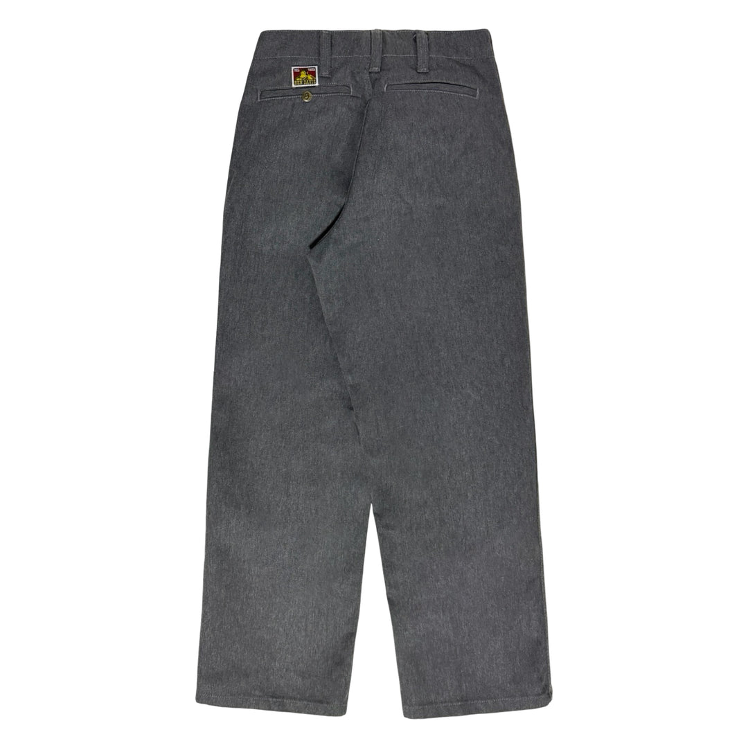 1990’S BEN DAVIS MADE IN USA SALT &amp; PEPPER CHARCOAL TWILL WIDE LEG FROG POCKET WORKWEAR CHINO PANTS 32 X 32