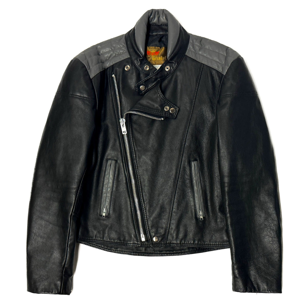 1970’S BRISTOL MADE IN CANADA CROPPED LEATHER MOTORCYCLE JACKET SMALL