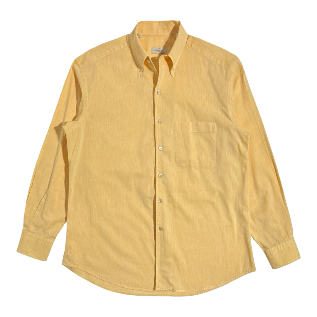 1990’S ERMENEGILDO ZEGNA SOFT MADE IN ITALY LINEN BLEND DRAPEY L/S B.D. SHIRT LARGE