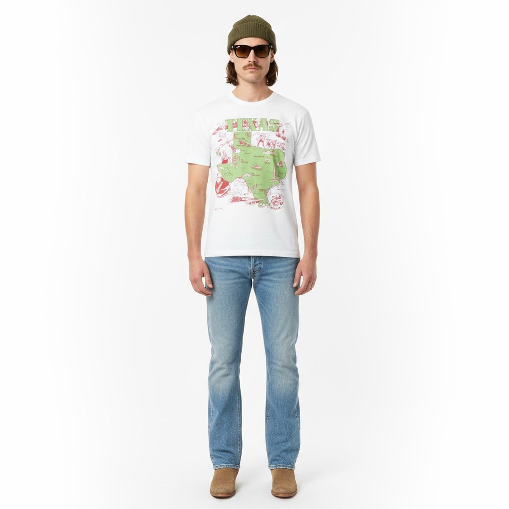 1980’S TEXAS MADE IN USA SINGLE STITCH WHITE JERSEY S/S T-SHIRT LARGE