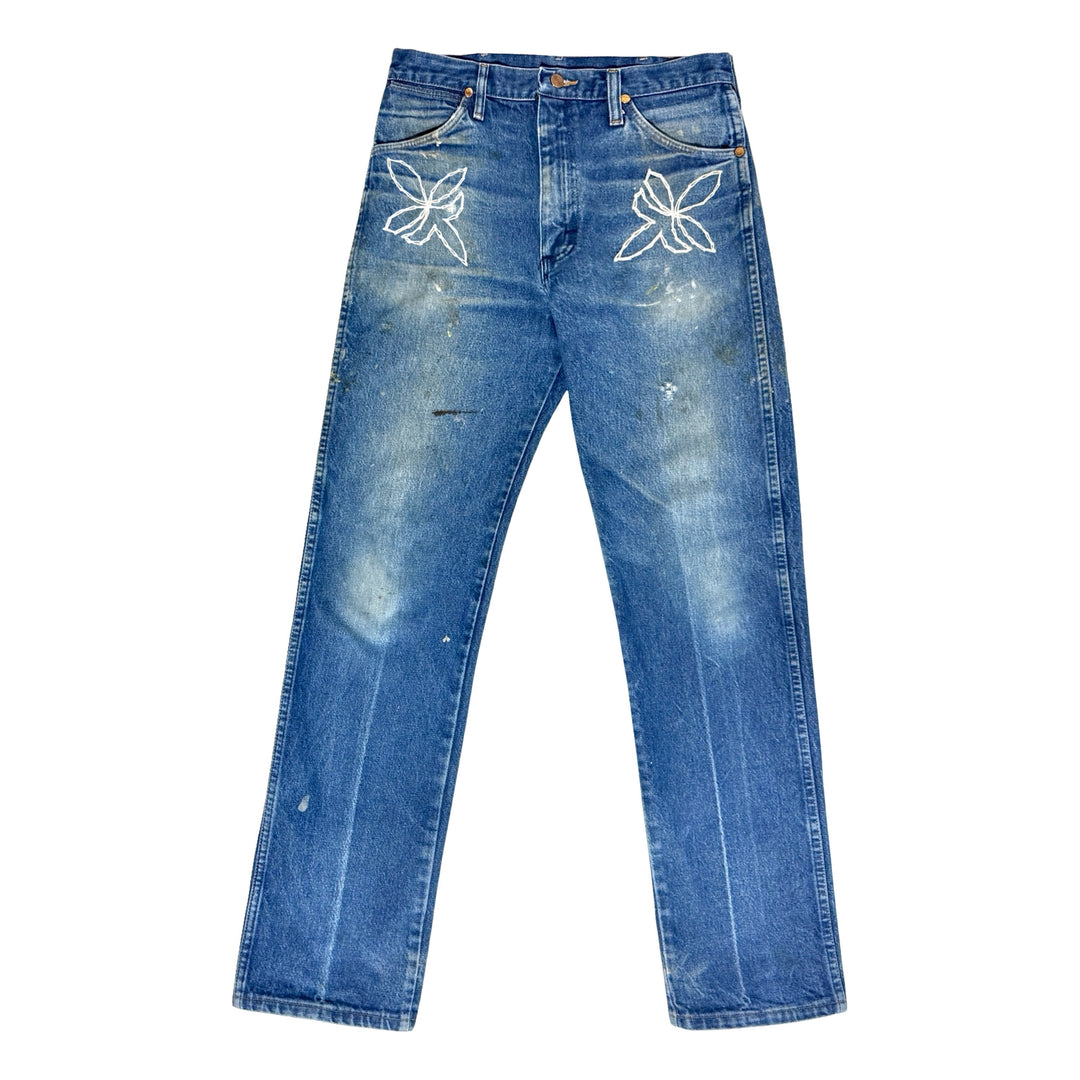 MASK X WRANGLER COWBOY CUT WESTERN HAND CHAINSTITCHED DENIM JEANS 30 X 32