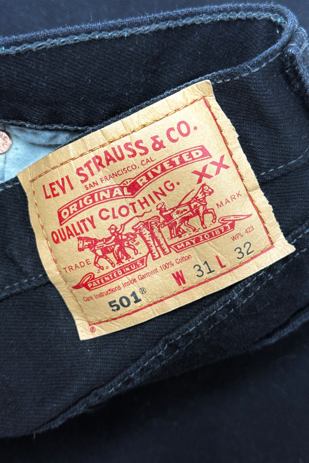 1990’S LEVI’S 501 DARK BLACK DENIM JEANS 28 X 32