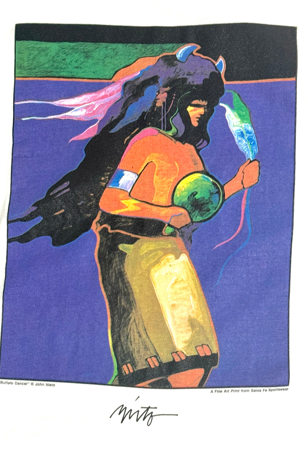 1990’S BUFFALO DANCER BY JOHN NIETO MADE IN USA ART PRINT S/S T-SHIRT LARGE