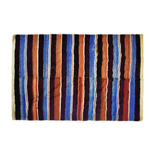 Load image into Gallery viewer, EARLY 20TH CENTURY RIO GRANDE MADE IN NEW MEXICO HANDWOVEN WOOL BANDED 90” X 56” BLANKET
