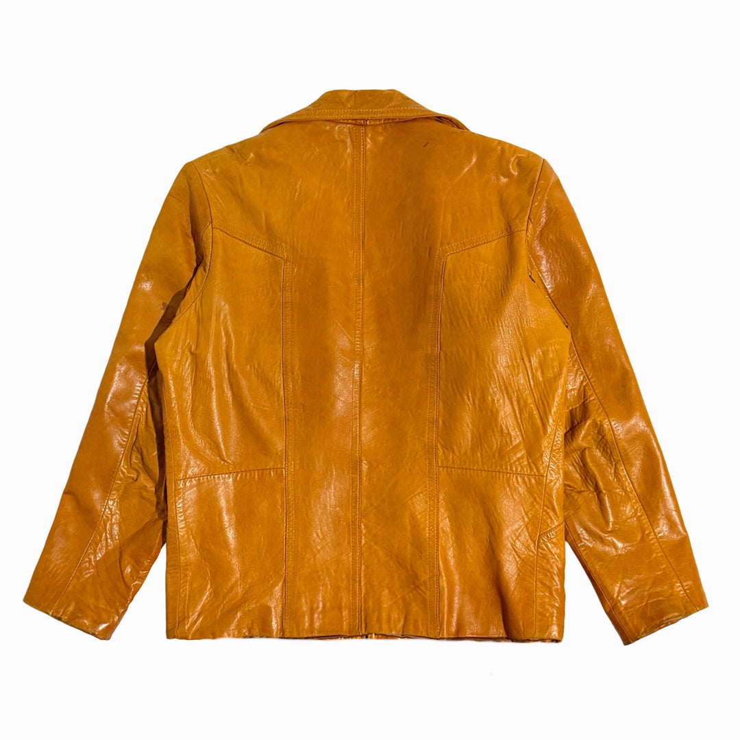 1960’S ADLER CALIFORNIA MADE IN USA CROPPED COGNAC LAMB LEATHER JACKET LARGE