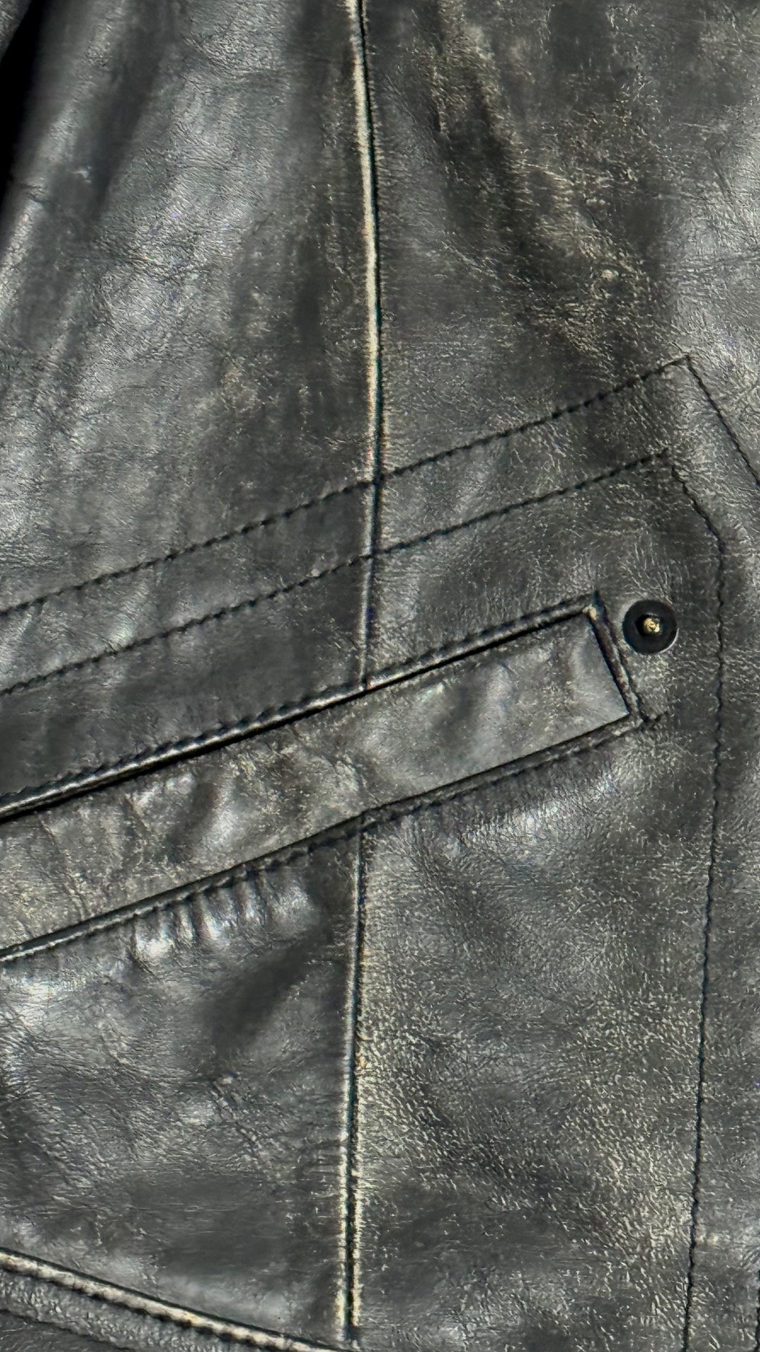 Y2K GAP 1969 LIMITED EDITION DISTRESSED BLACK LEATHER JACKET SMALL