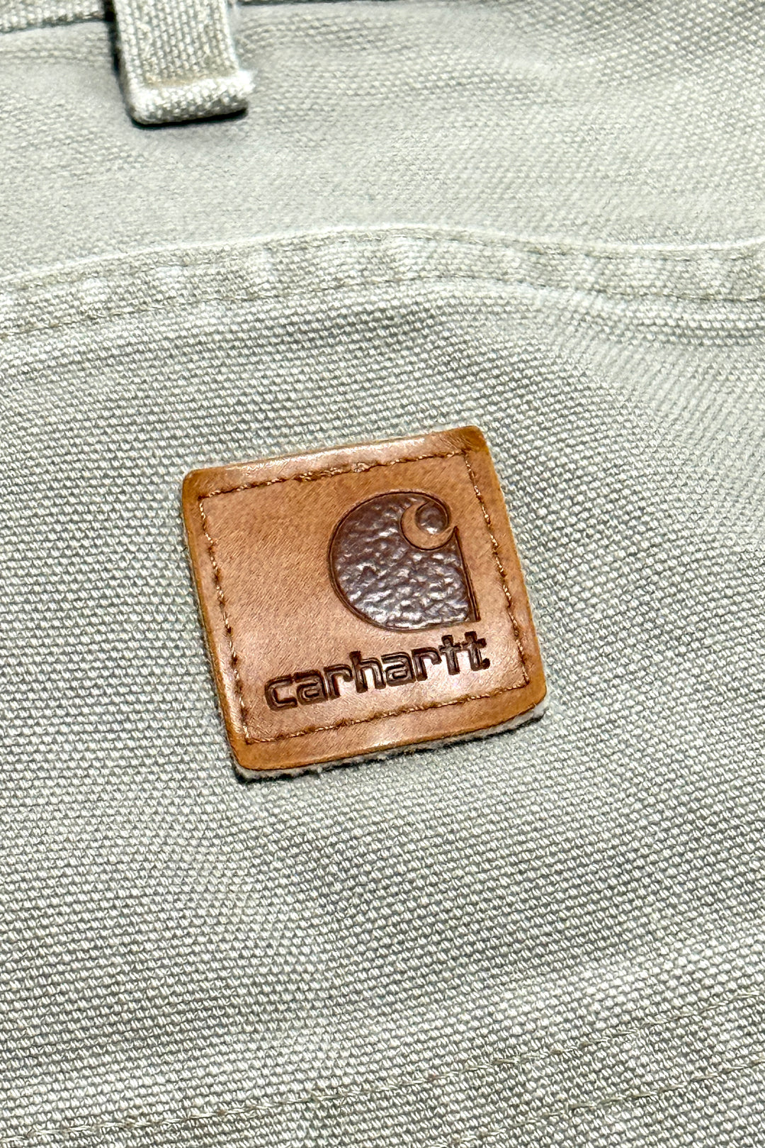 1990’S CARHARTT GRAY DUCK CANVAS CARPENTER WORKWEAR PANTS 30 X 34