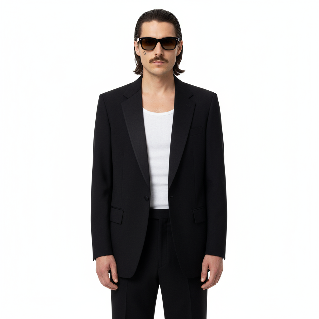 1970’S AFTER SIX UNION MADE IN USA CLASSIC BLACK FLARED LEG TUXEDO SUIT 38R