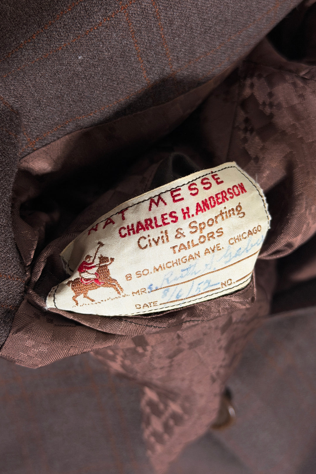 1950’S CHARLES H. ANDERSON MADE IN USA BROWN PLAID WOOL CHICAGO BESPOKE EQUESTRIAN RIDING HACKING JACKET WOMEN’S MEDIUM