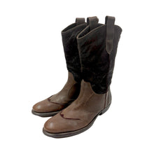 Load image into Gallery viewer, 1990’S HUGO BY HUGO BOSS MADE IN ITALY WESTERN PONY HAIR ON HIDE CONTRAST LEATHER RANCHER BOOTS 10
