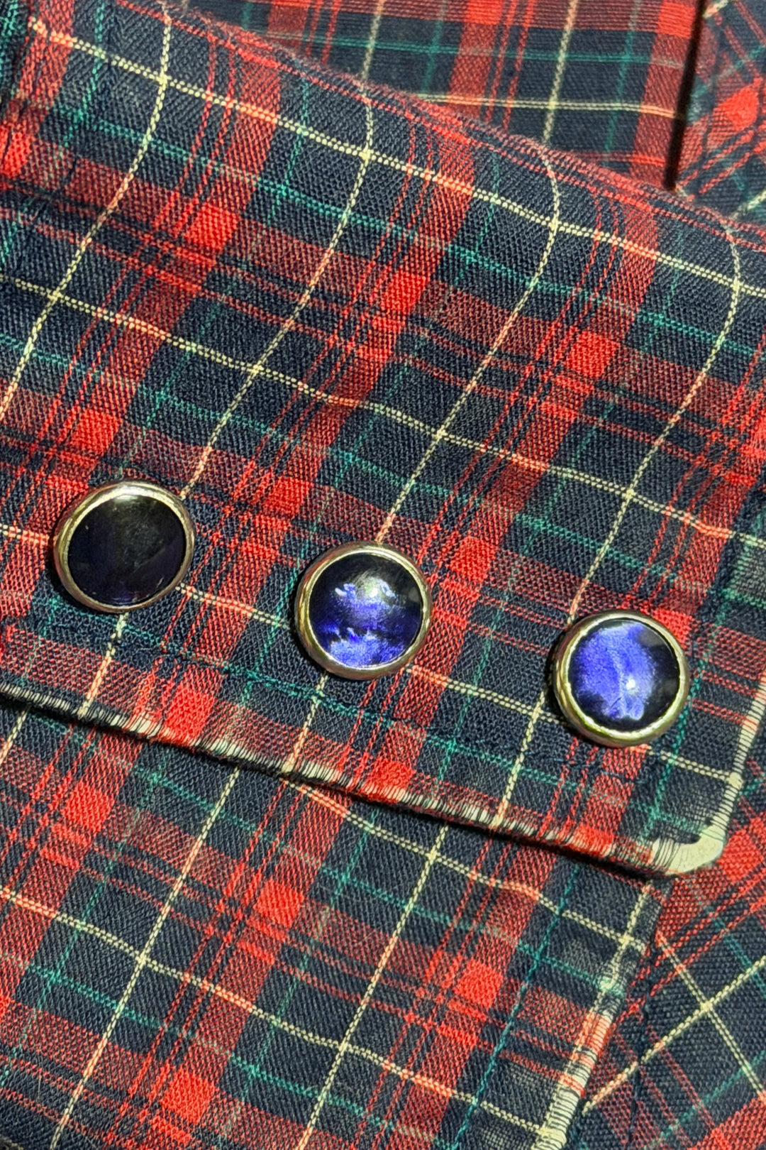 1970’S WRANGLER MADE IN USA FADED &amp; THRASHED PLAID WESTERN PEARL SNAP L/S B.D. SHIRT LARGE