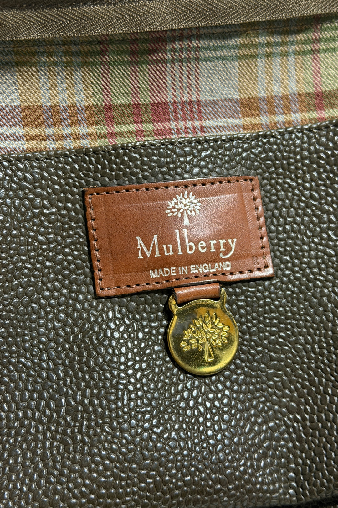 1980’S MULBERRY MADE IN ENGLAND SCOTCHGRAIN PEBBLE GRAIN LEATHER CARRYALL DUFFLE BAG