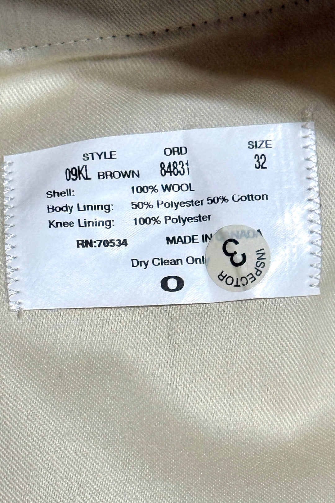 1990’S ORVIS MADE IN CANADA LEATHER DETAILED HERRINGBONE TWEED FLAT FRONT PANTS 32 X 30