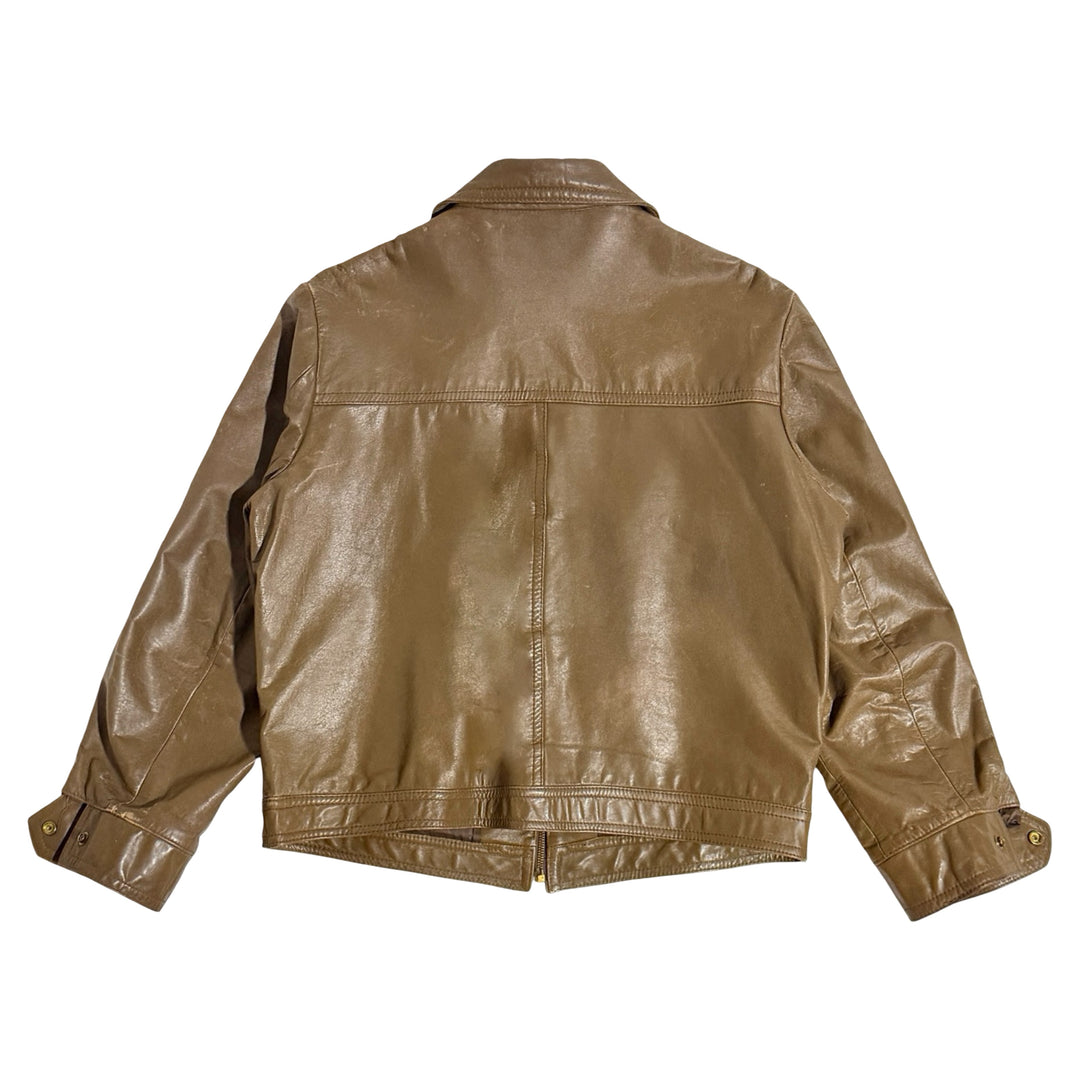 1960’S CANYON SADDLE BROWN MADE IN USA CROPPED LEATHER JACKET X-LARGE