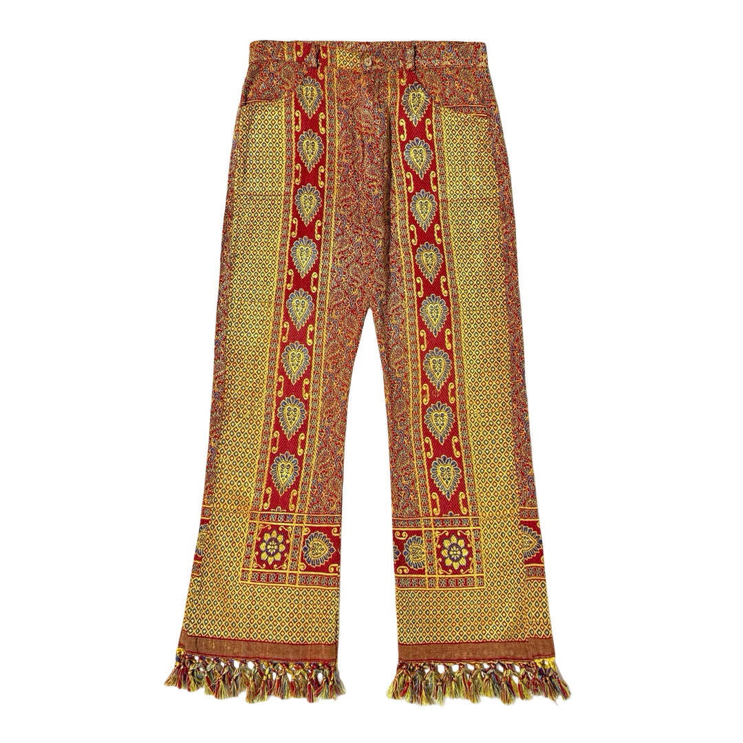 1980’S SPORTIQUE WOVEN TAPESTRY HIGH WAISTED FLARED LEG PANTS 30 X 28