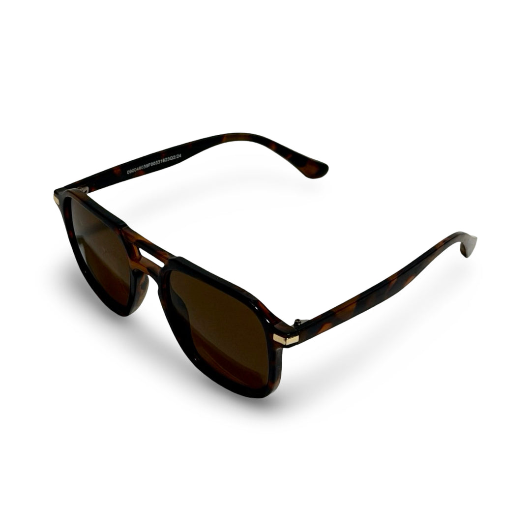 1990’S TORTOISE ACETATE BROWN LENS SQUARE AVIATOR SUNGLASSES