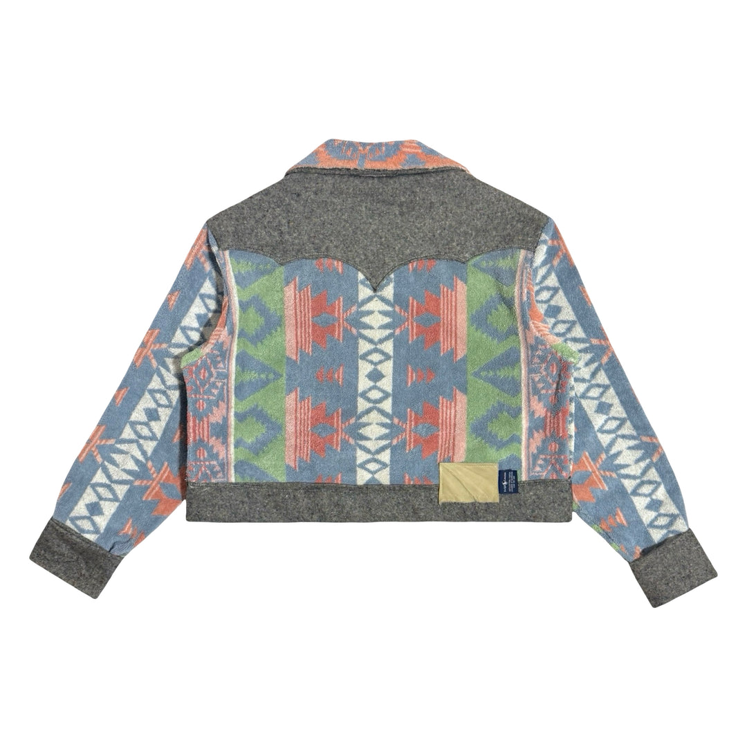 MASK HAND MADE IN SANTA FE POLO RALPH LAUREN TERRY CLOTH / FLECKED HARRIS TWEED CROPPED WESTERN JACKET LARGE