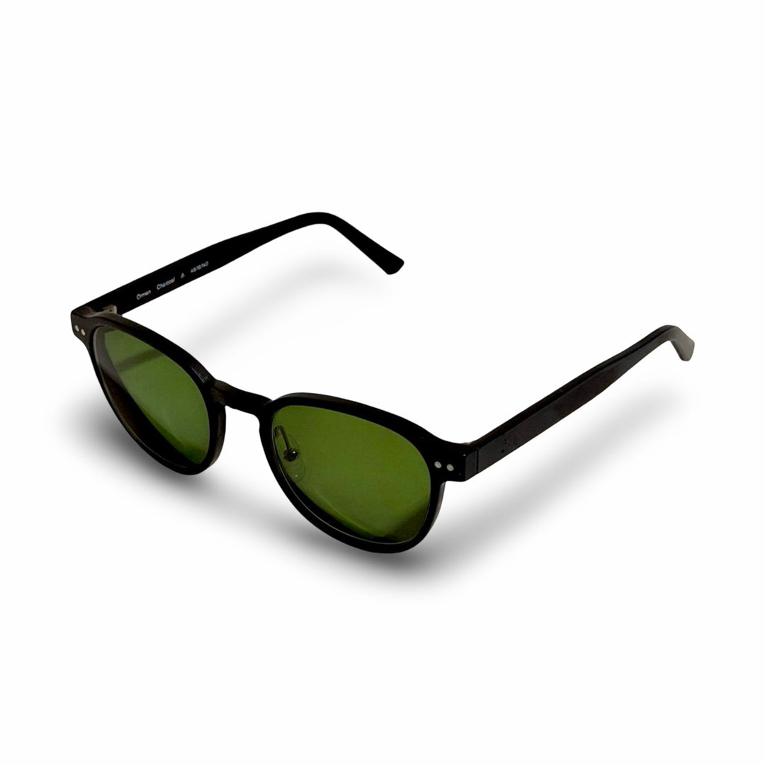 2000’S BLACK GREEN LENS ROUND SUNGLASSES